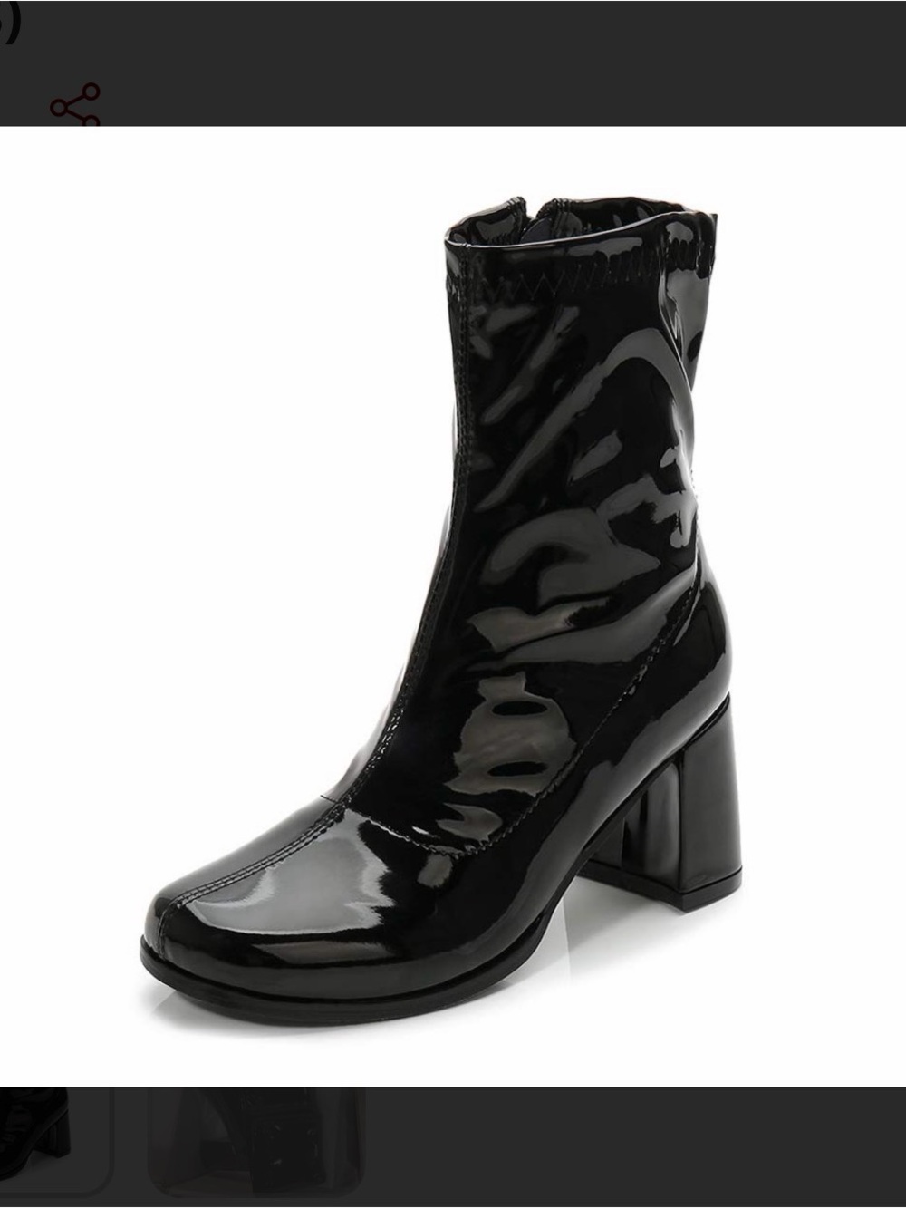Patent Black Block Heel Ankle Boots - Women